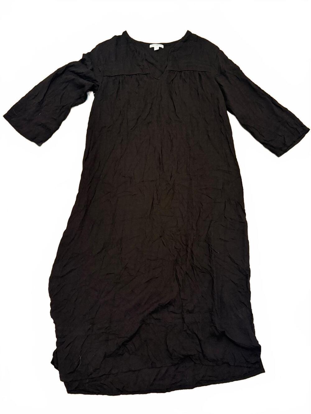 James Perse Standard Black Viscose Midi Dress Size 1 Made in Italy